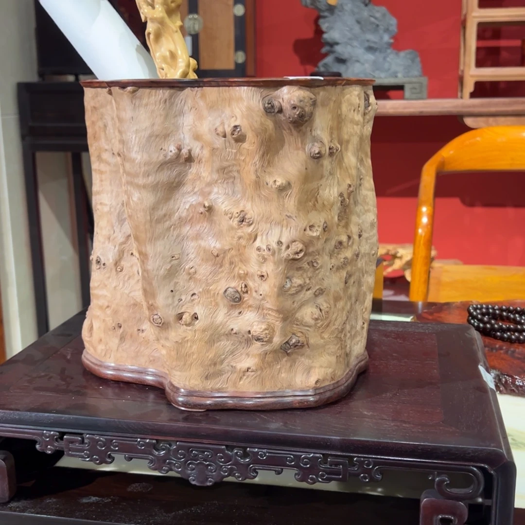 没***机成套家具乌木类荔枝木画筒