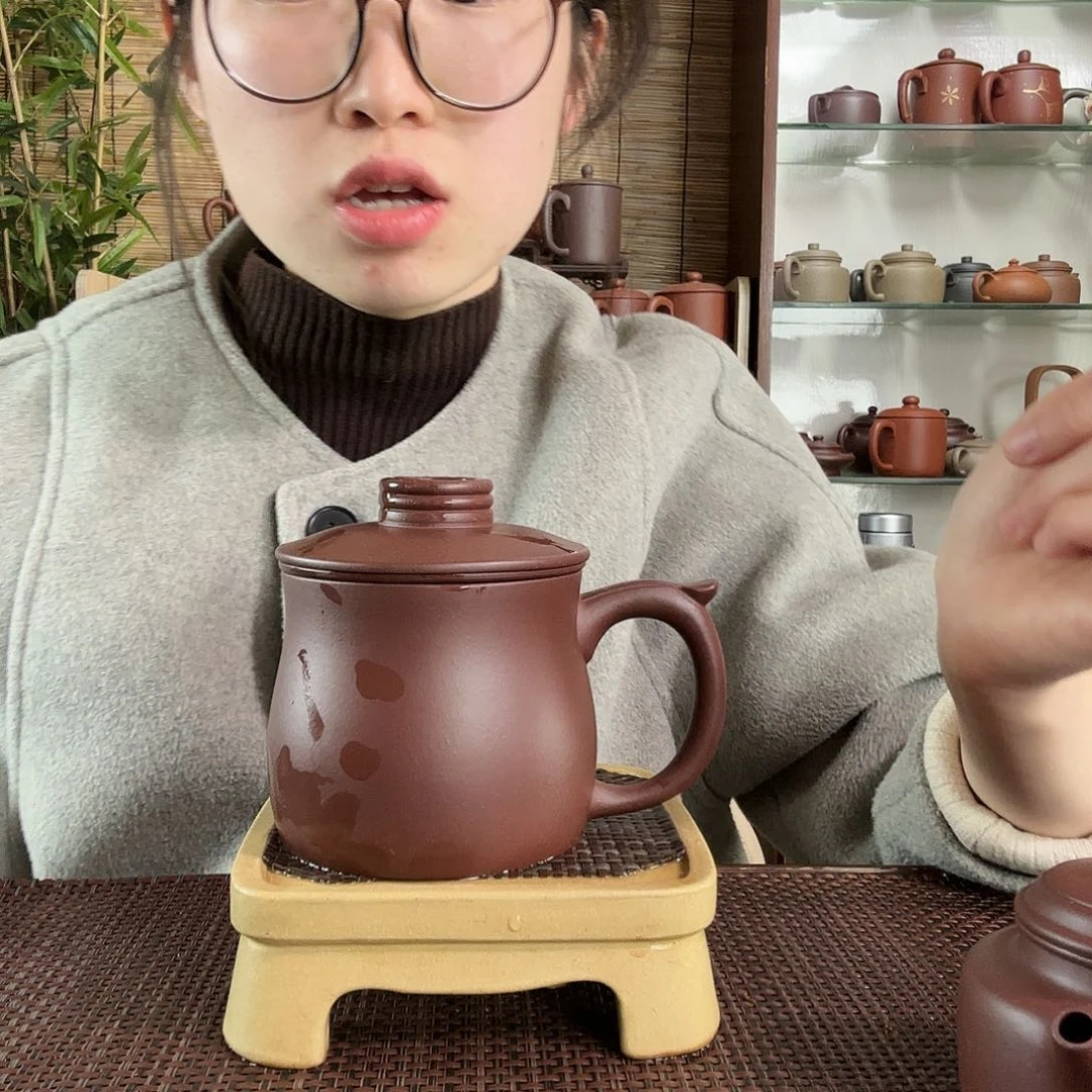 紫砂茶杯原矿中槽清欢喜三件套没礼盒350CC左右