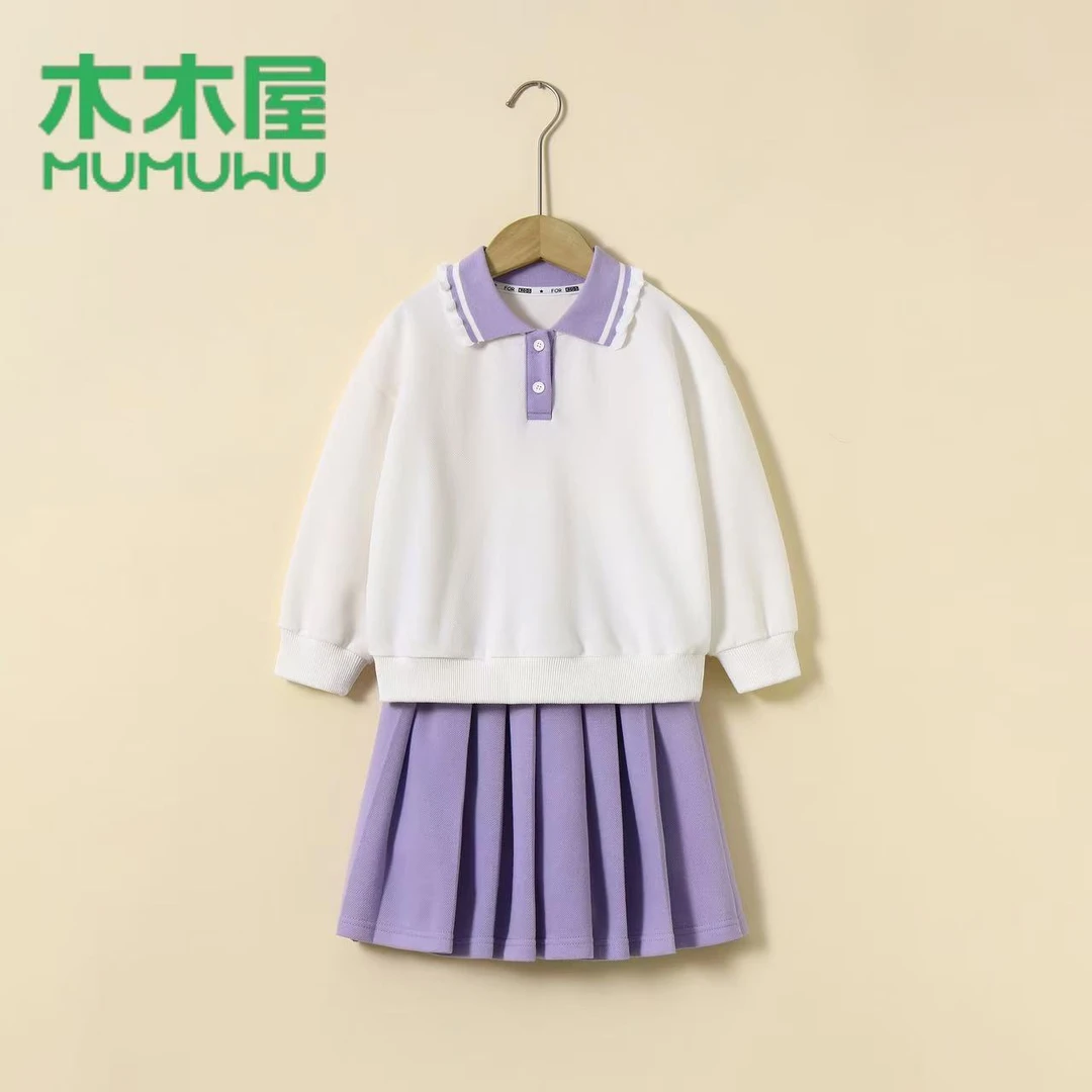 【主播推荐】【顾奈】木木屋春秋休闲花边polo衫百褶裙套装CTCSX281