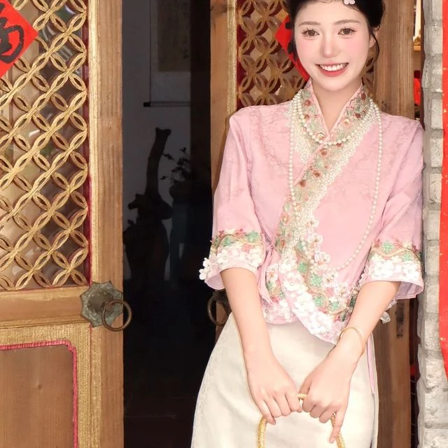 西双版纳新款傣族服饰女上衣筒裙高端旅游写真套装日常生活装新品