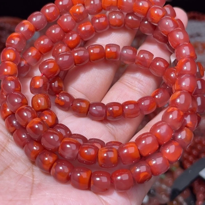 南红玛瑙未镶嵌火焰纹多圈7+