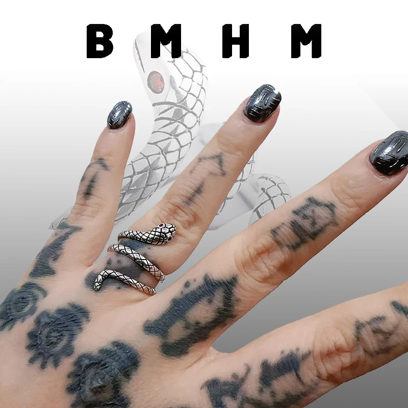 BMHM 铜合金戒指 蛇气质轻奢时尚百搭复古小众个性情侣欧美编织