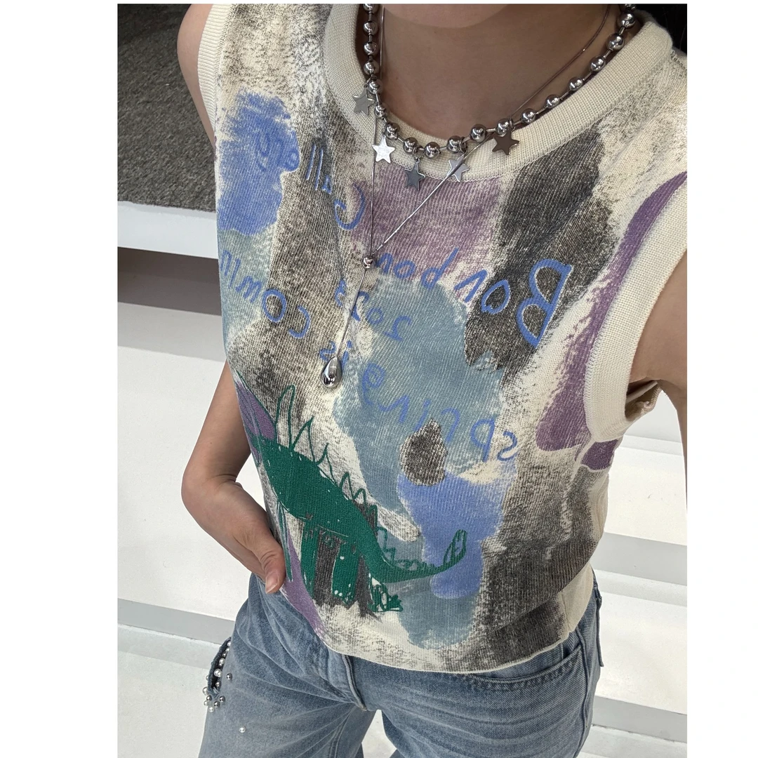 co&sheng小个子定制春季新款扎染背心时尚设计无袖街头出片