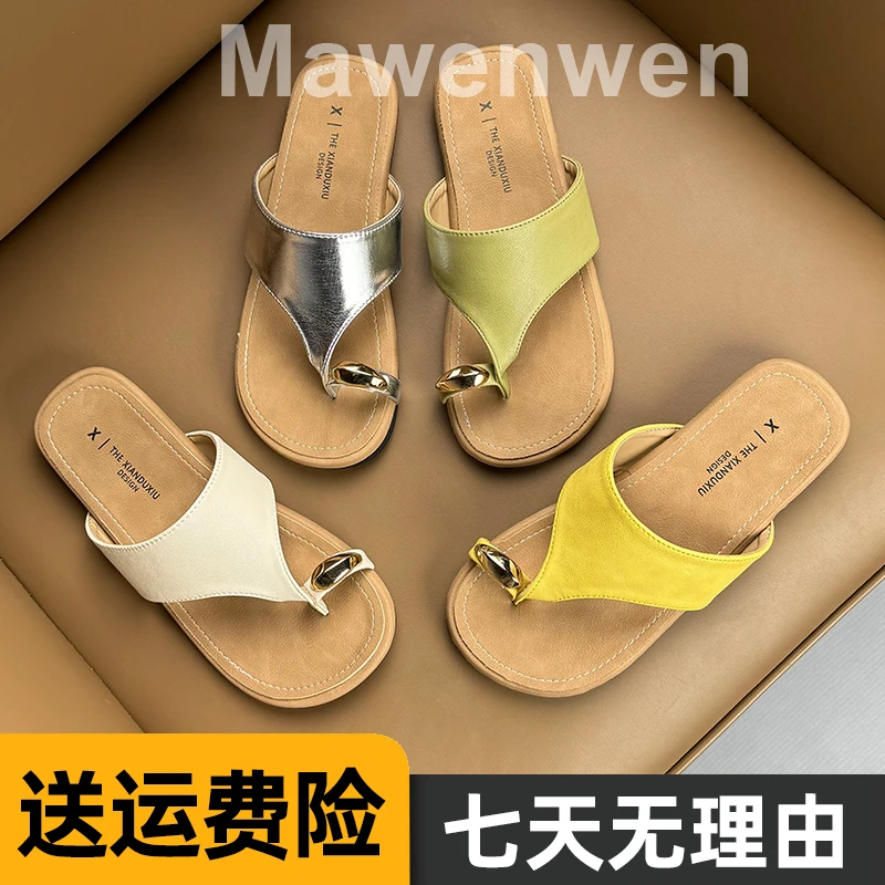韩版ins超火套趾凉拖鞋女夏季外穿平底软底海边沙滩度假人字拖潮