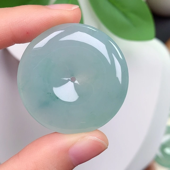 翡翠未镶嵌颈饰平安扣 35.2-5.8mm