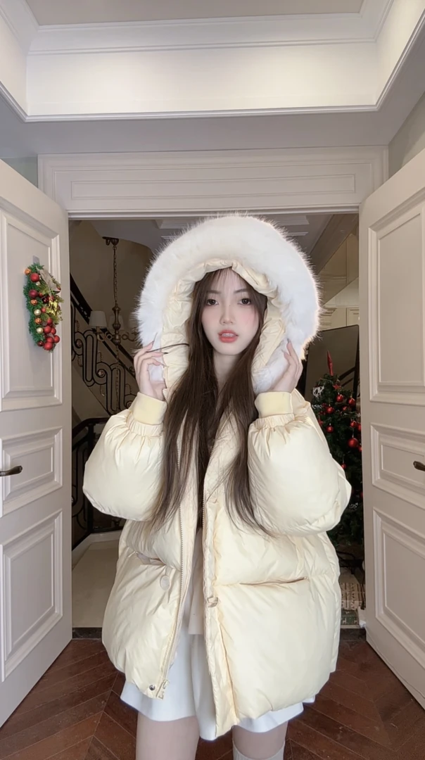 「巨厚奶黄包」安心绒「真50白鸭绒」甜美风格超美羽绒服外套