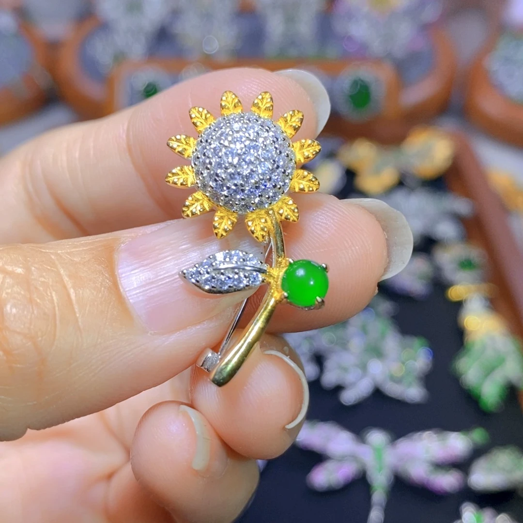 翡翠颈饰银S925镶嵌天然翡翠