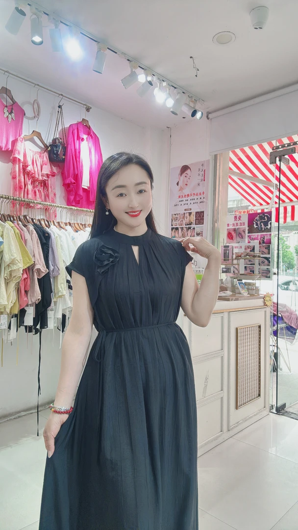 夏季新款收腰显瘦纯色气质无袖长裙连衣裙