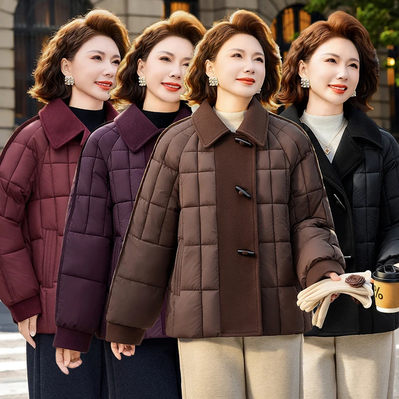 妈妈装新款洋气棉衣冬装保暖棉服加厚大码秋冬棉袄中老年人外套女