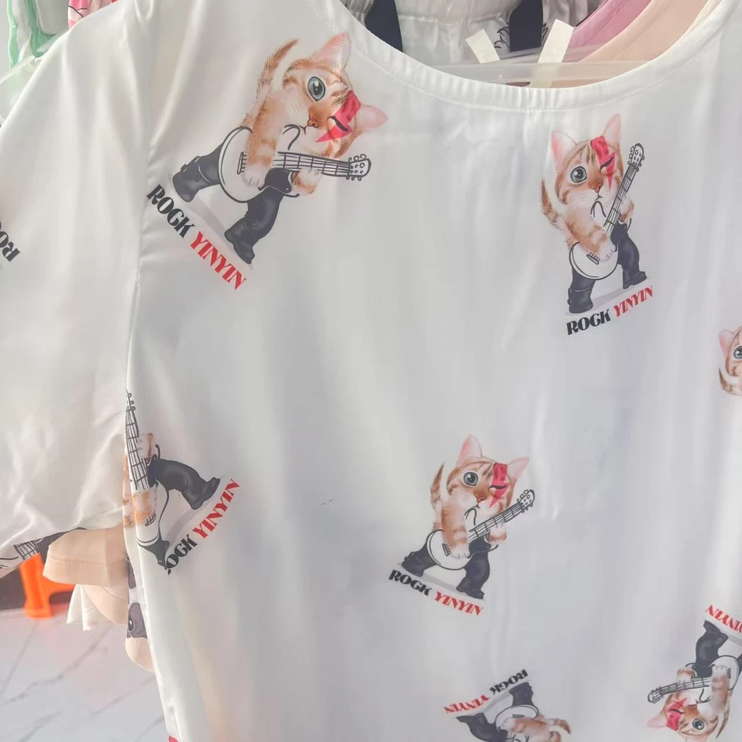 睡衣女夏季新款高端冰丝卡通两件套清新少女家居服801