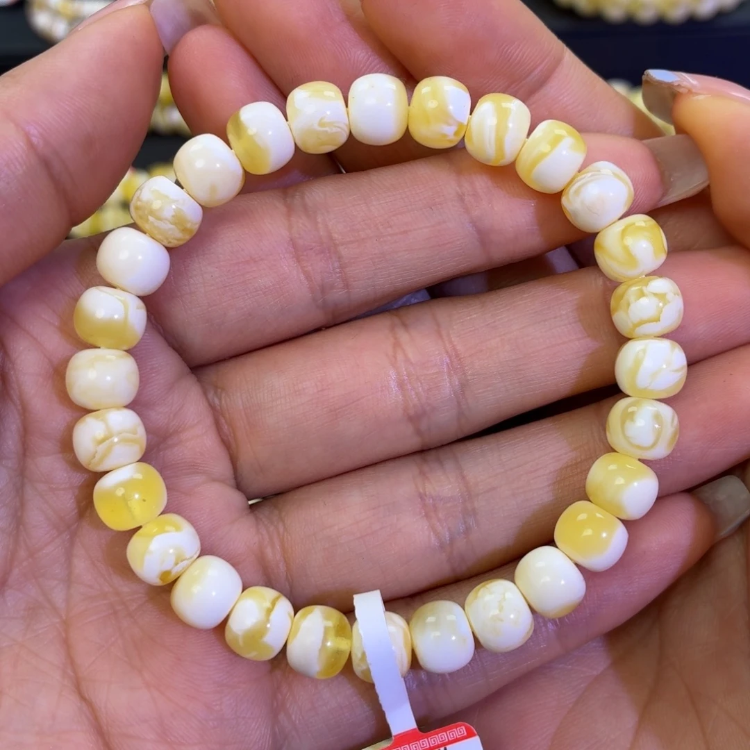 手链蜜蜡未镶嵌金瓷白妖8