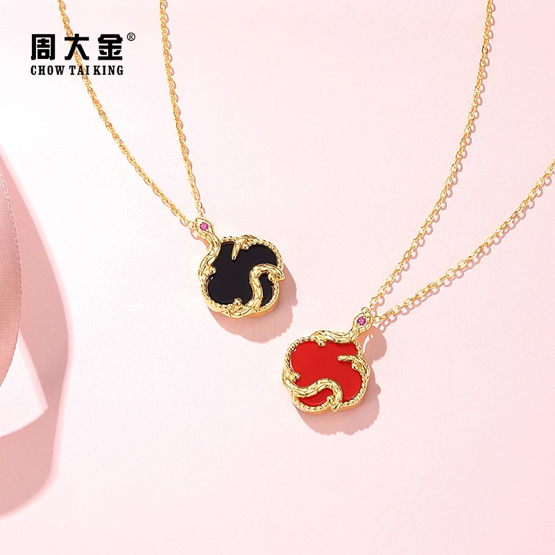 坠链均925银 周大金本命年灵蛇项链女纯银气质轻奢银吊坠新年礼物