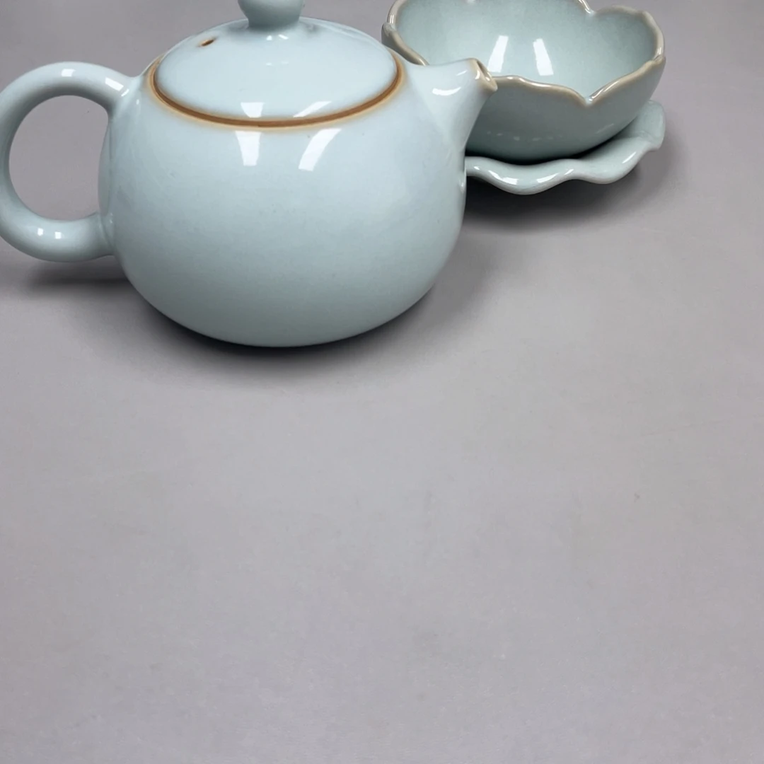 卡***件瓷天青色瑕西施壶➕莲花茶漏张君老师