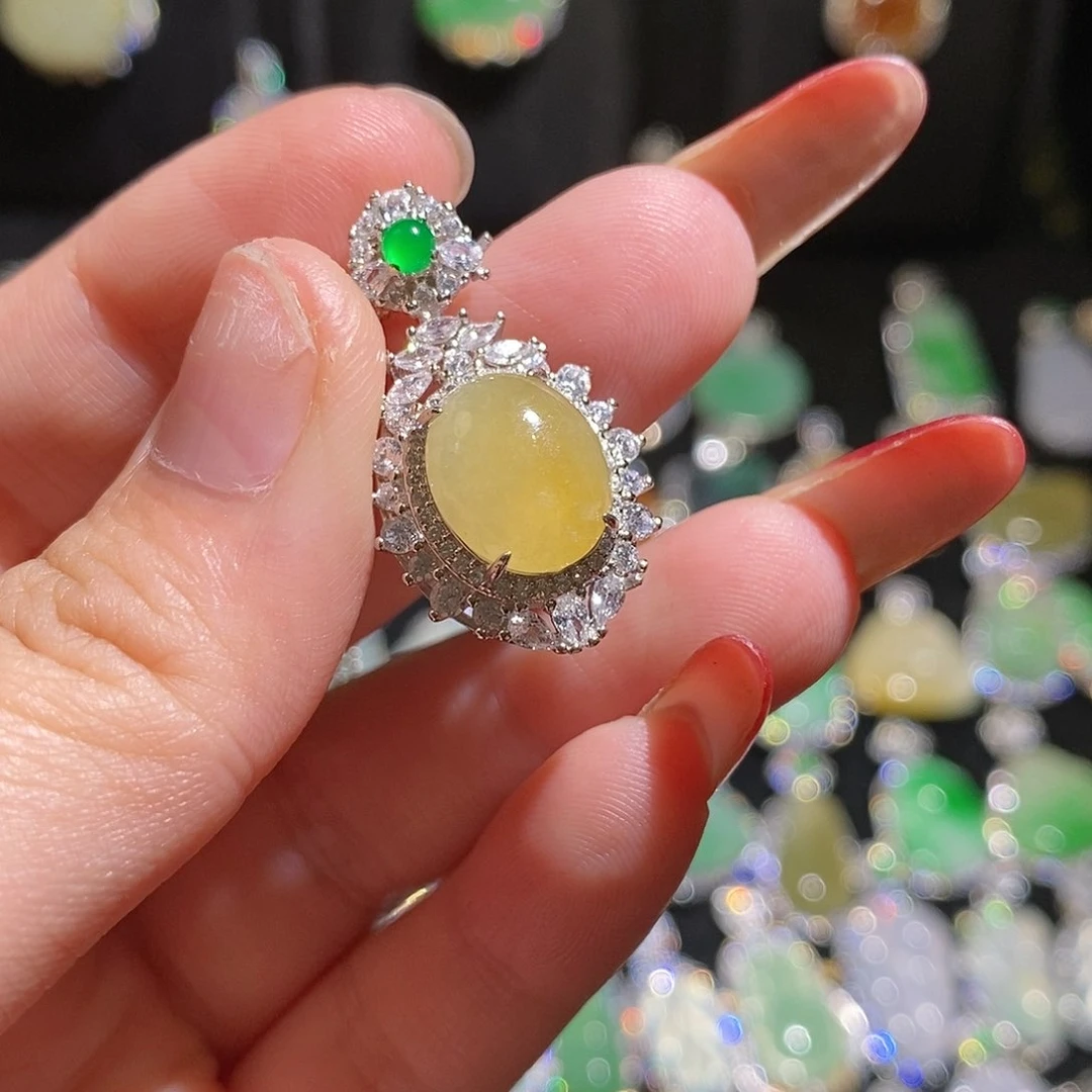 颈饰银S925镶嵌翡翠天然翡翠