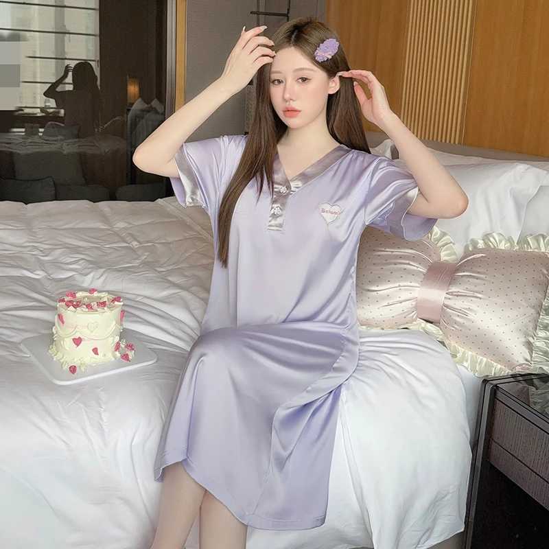 夏季冰丝睡衣女款爆款2025新款高级感女士睡裙带胸垫家居服可外穿