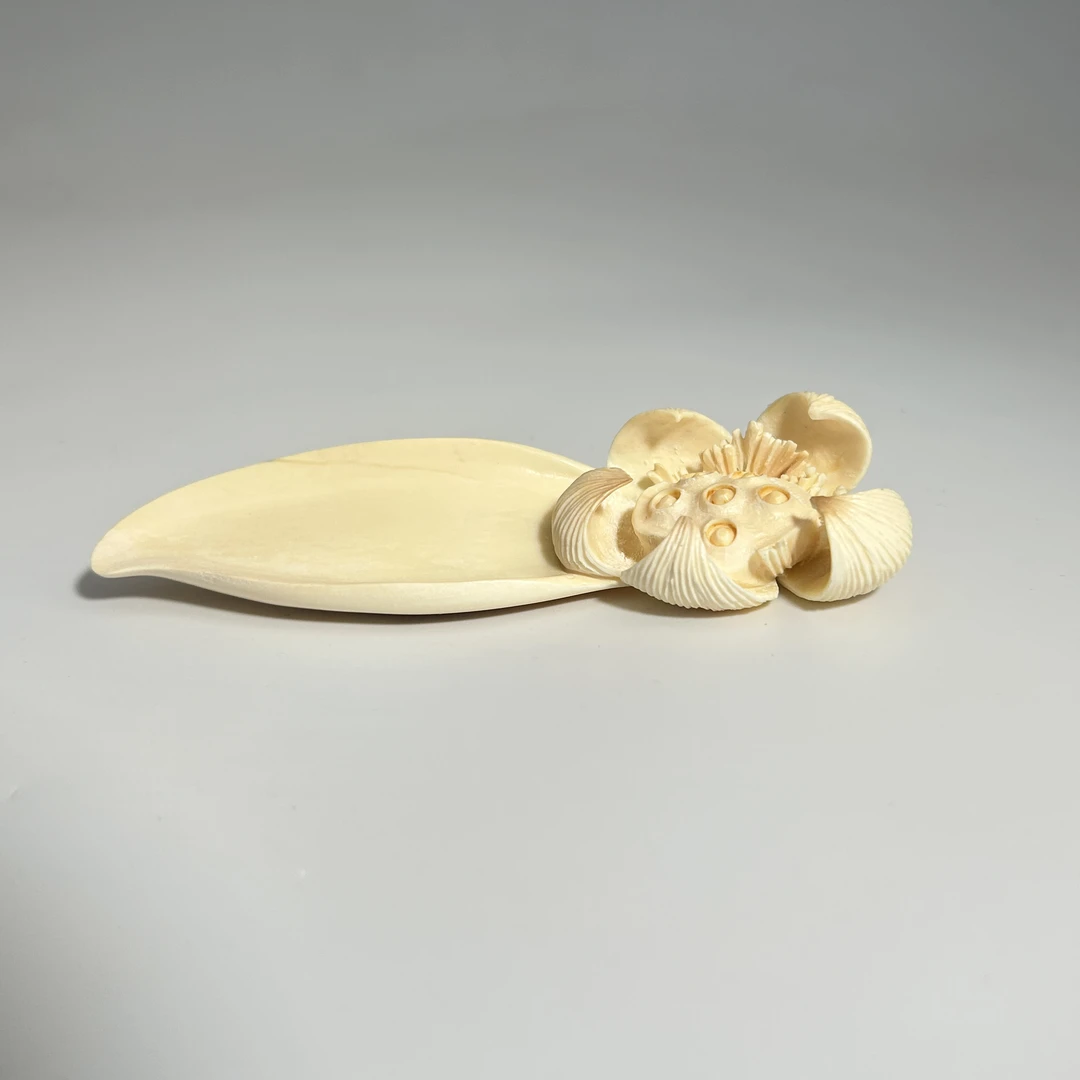猛犸牙雕莲花茶铲89*28*10mm假一罚四X2316
