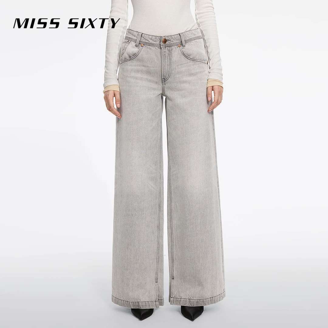 【进口牛仔面料】Miss Sixty2025春季新款牛仔裤女阔腿裤复古休闲
