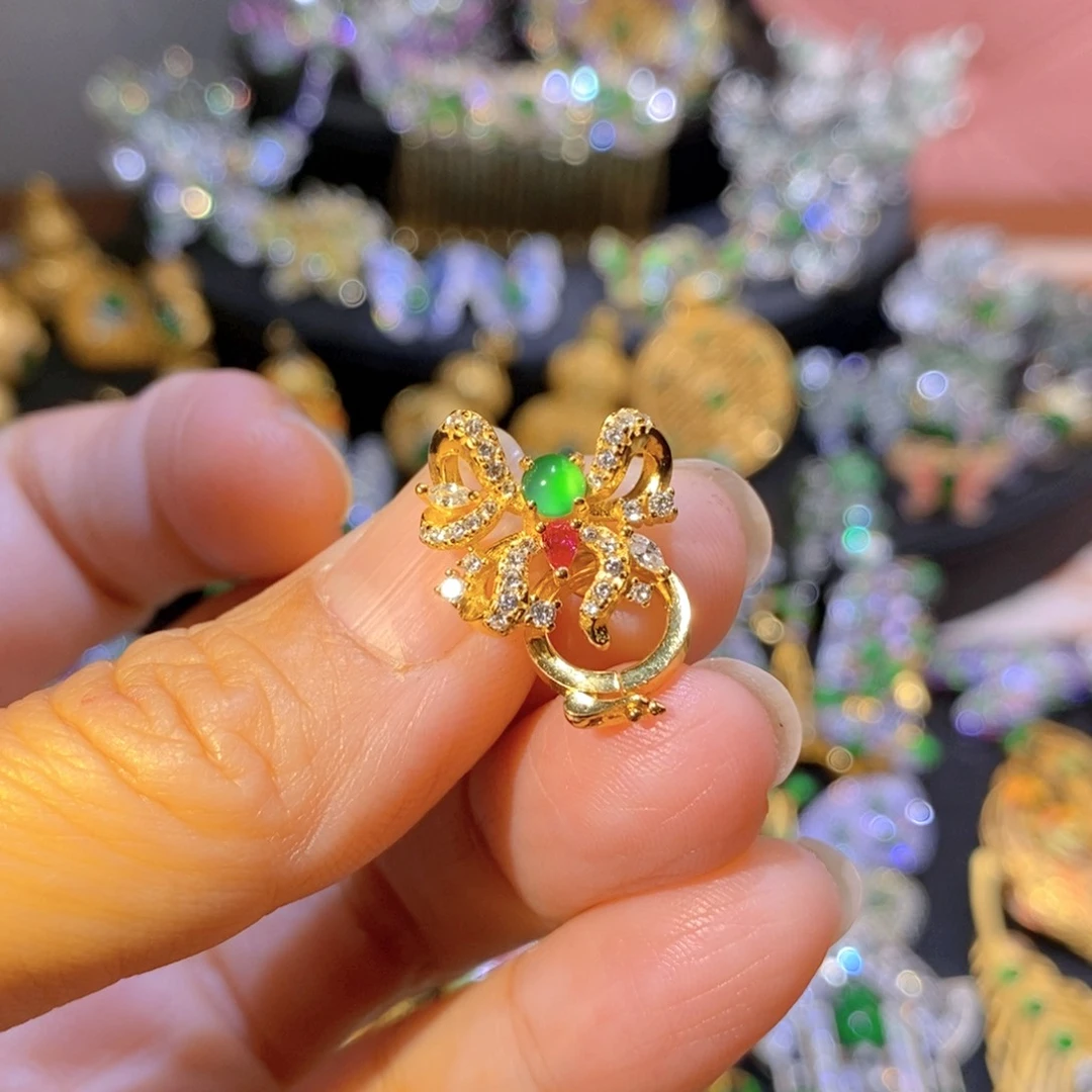 吊坠(不含链)银S925镶嵌翡翠