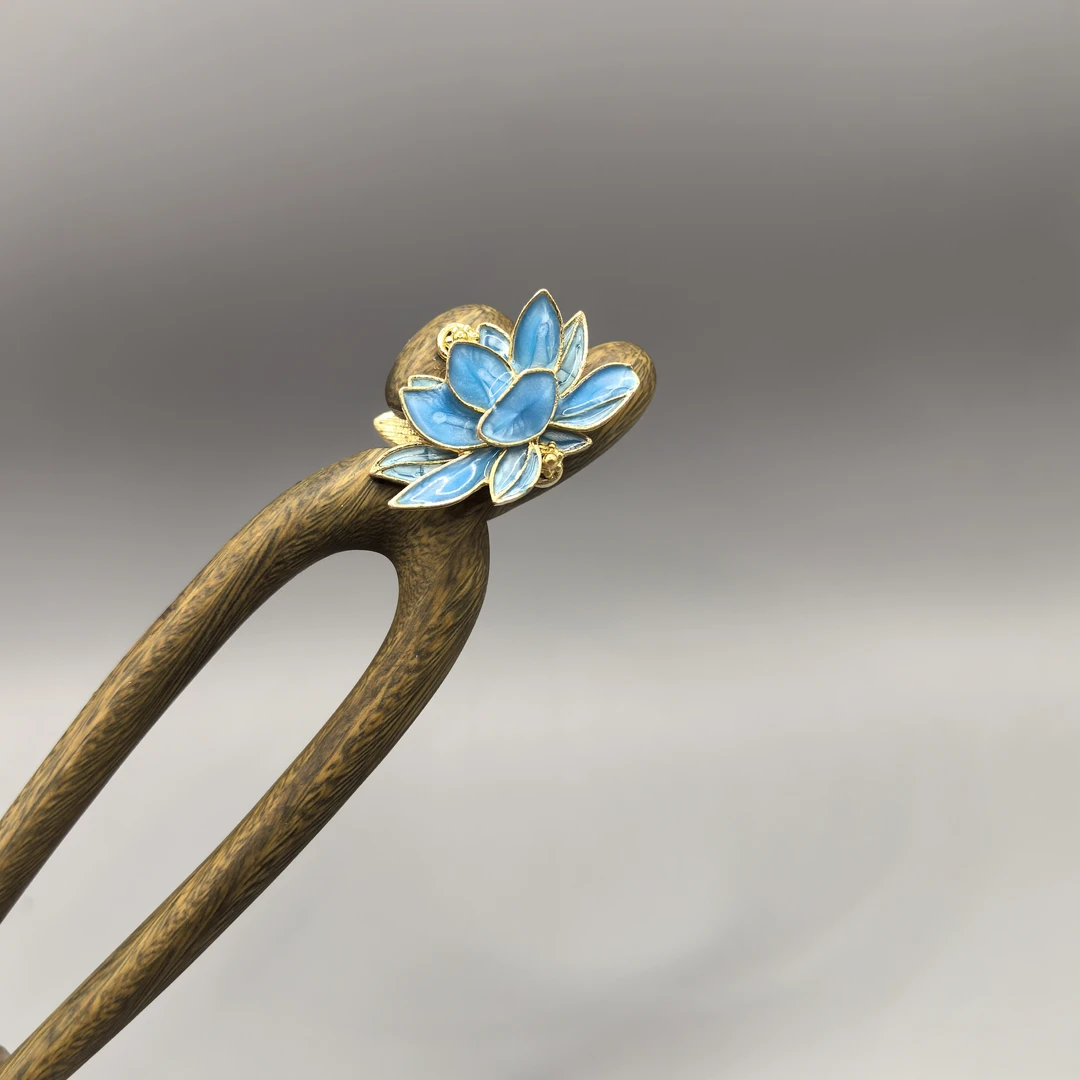 双簪手工简约复古檀木发簪U型簪发饰品发饰发簪子头饰国风古风u型