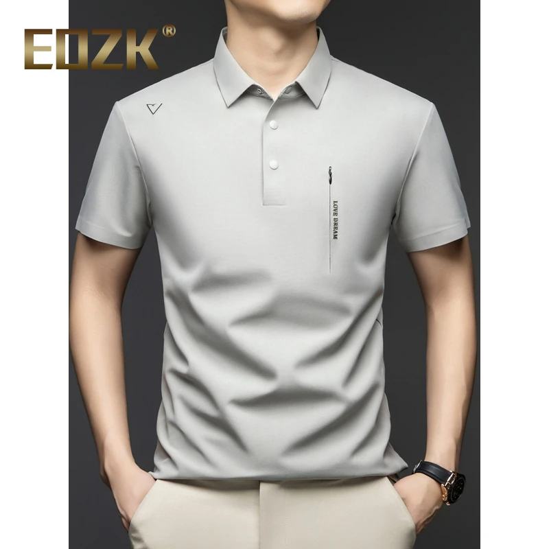 Eozk2025夏季冰丝polo衫男士翻领短袖t恤潮流韩版薄款半袖体恤衫