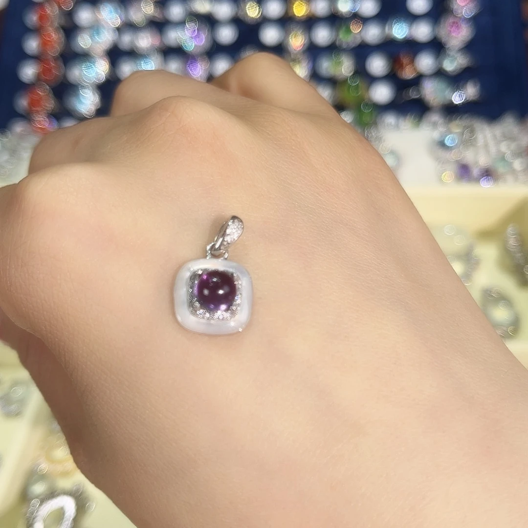 岫玉银S925镶嵌吊坠吊坠