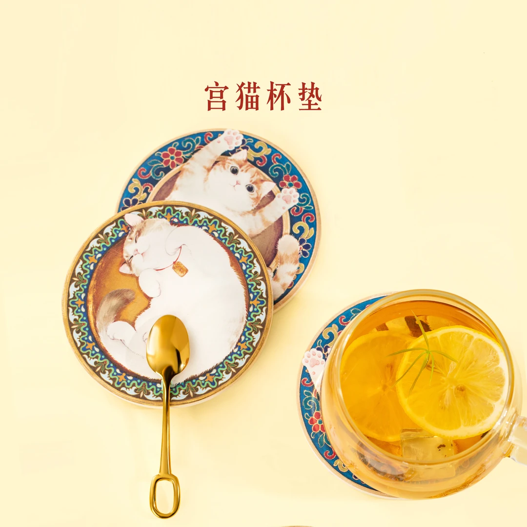 宫廷宝贝猫鼠标垫办公加厚隔热垫猫咪创意茶杯垫防烫生日礼物