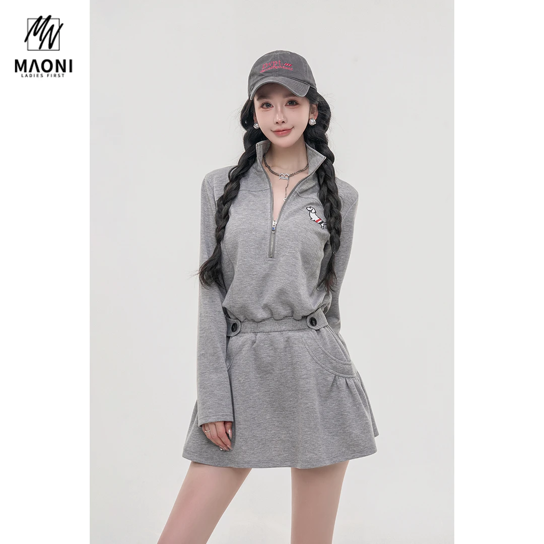 毛妮LADIESFIRST【曼哈顿游记】配短裤半开襟高领连衣裙早秋L2144