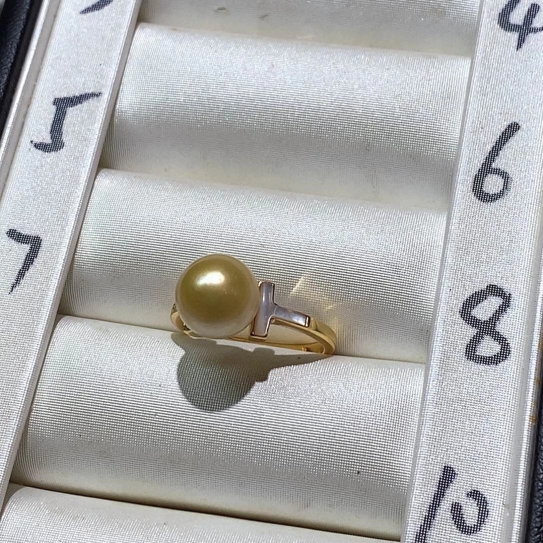 戒圈银S925镶嵌海水珍珠9-10
