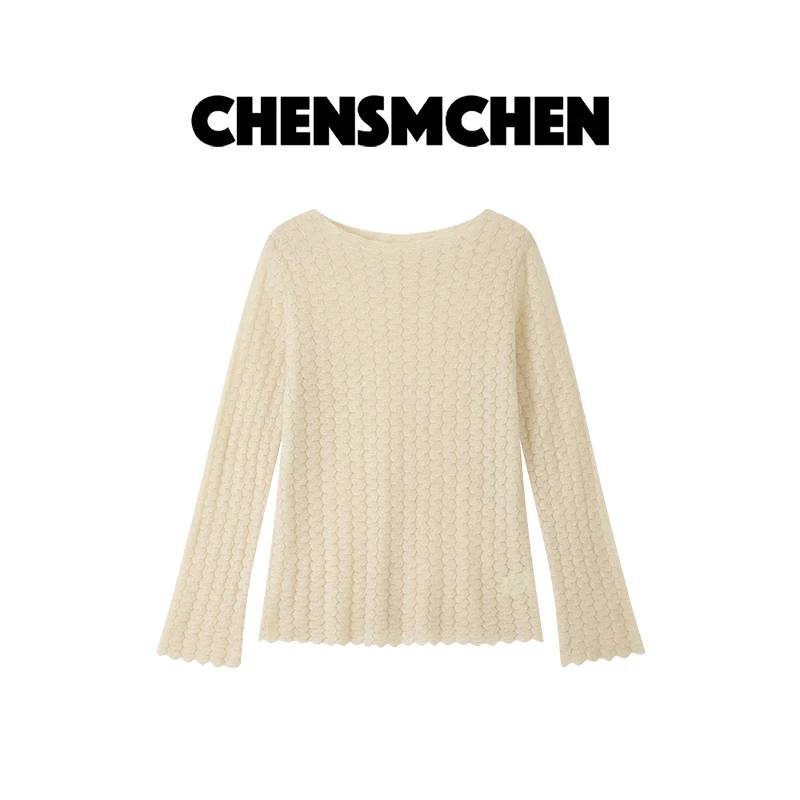 CHENSMCHEN 山羊绒简约纯色针织衫女时尚气质显瘦上衣CSR7481MX