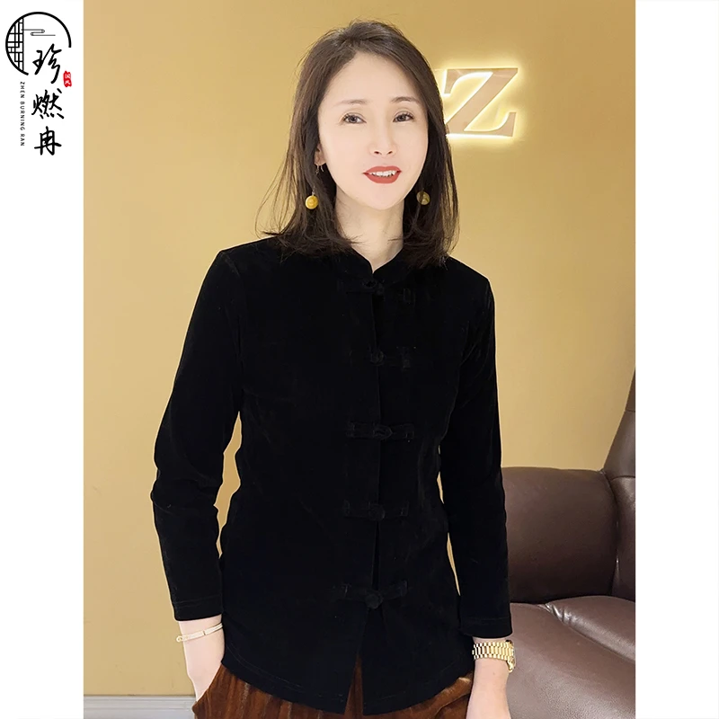 【珍珍新中式】 新中式盘扣上衣网红时尚黑色中国风94181
