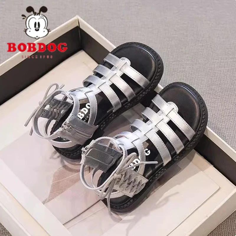 巴布豆女童凉鞋2025新款夏季儿童公主鞋女孩软底防滑罗马鞋沙滩鞋