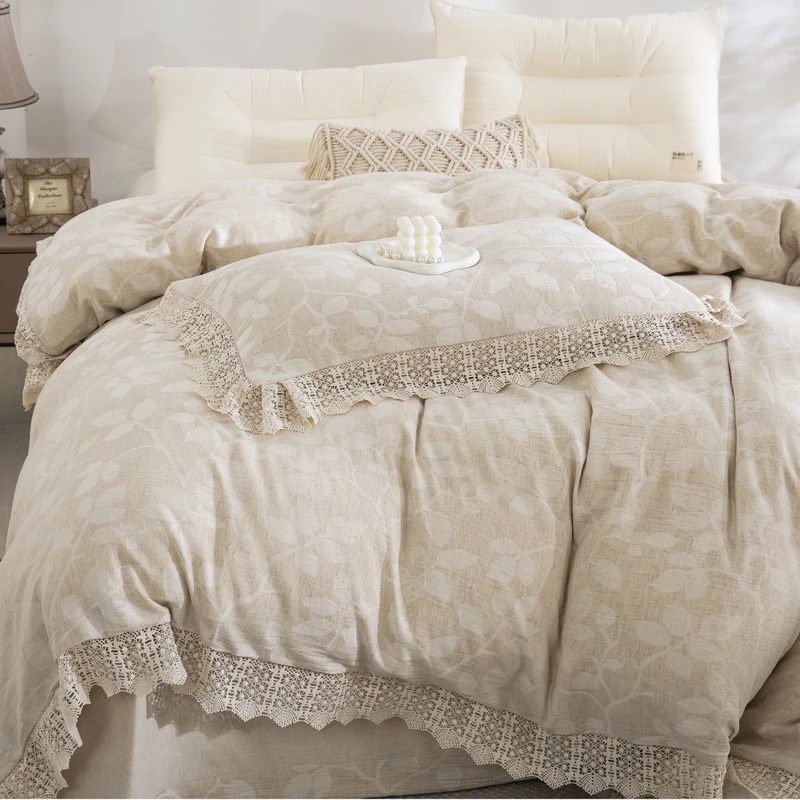 花颜盛世/全棉麻提花四件套、吸湿透气排汗、柔软亲肤手感细腻