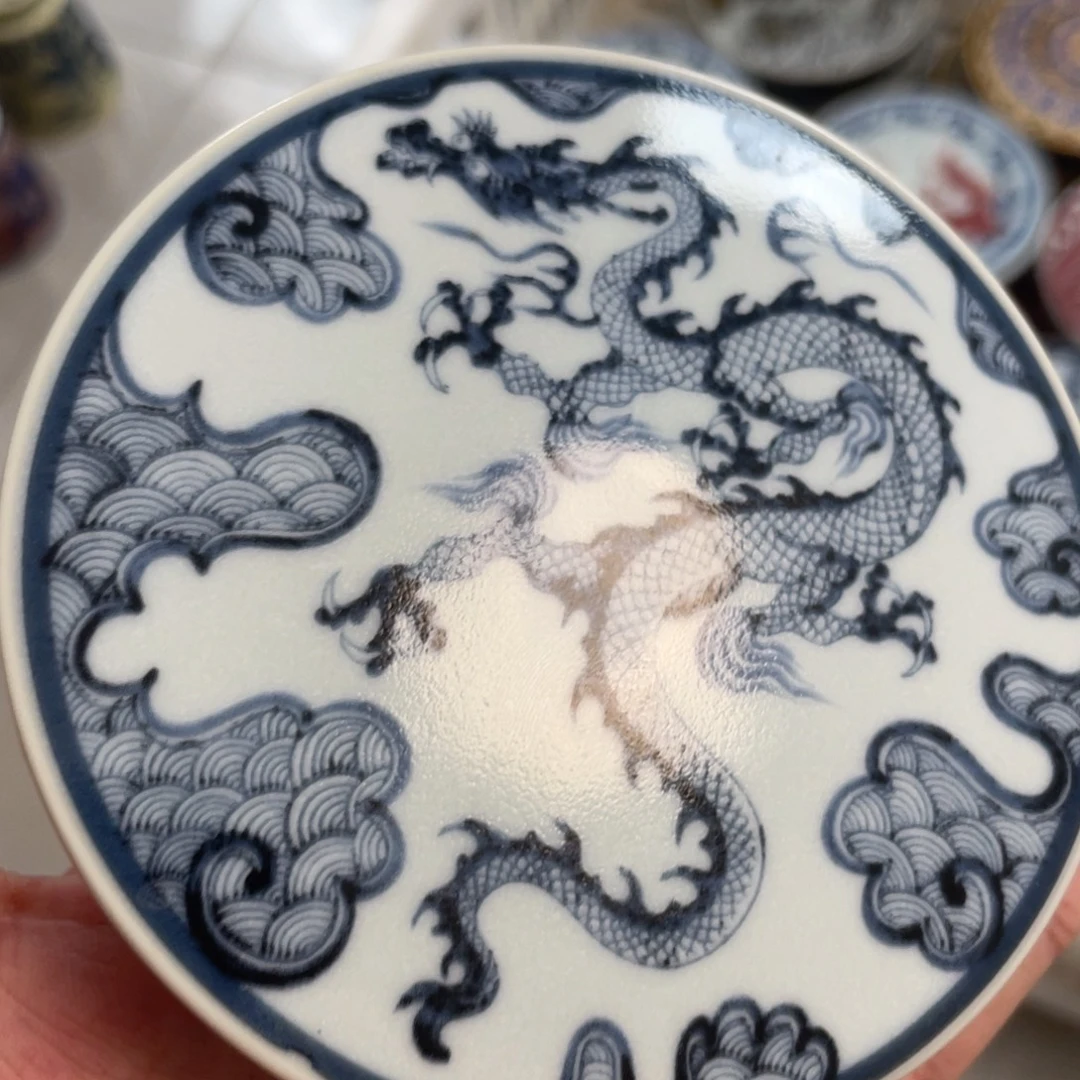 瓷片景德镇青花穿云龙盖置