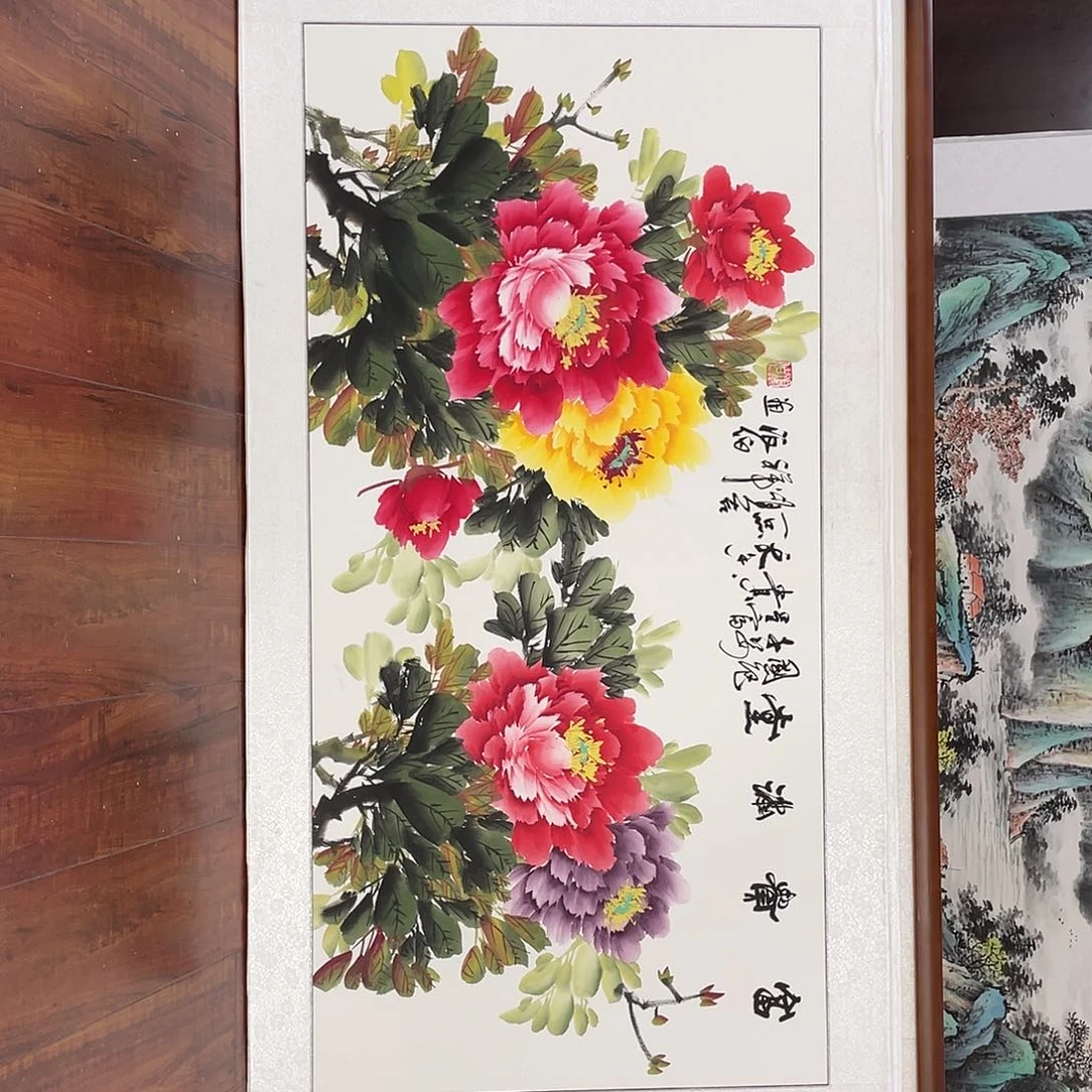 无***为国画带框尺寸63*123厘米