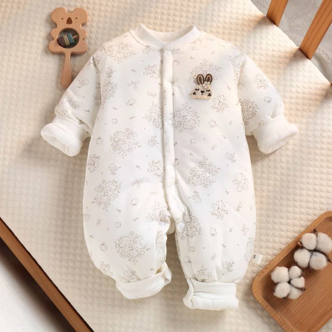 【专享120克】秋冬新生儿纯棉外穿爬服加厚婴幼儿连体衣棉服