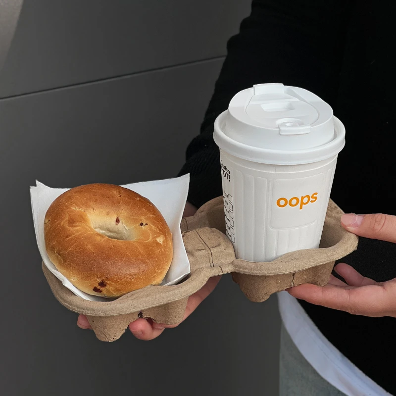 oops咖啡热饮杯奶茶杯一次性双层纸杯罐罐奶茶杯外卖打包杯LOGO