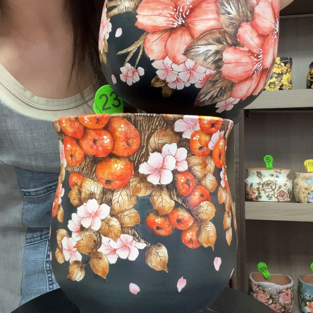 奶*手绘陶瓷花盆花盆