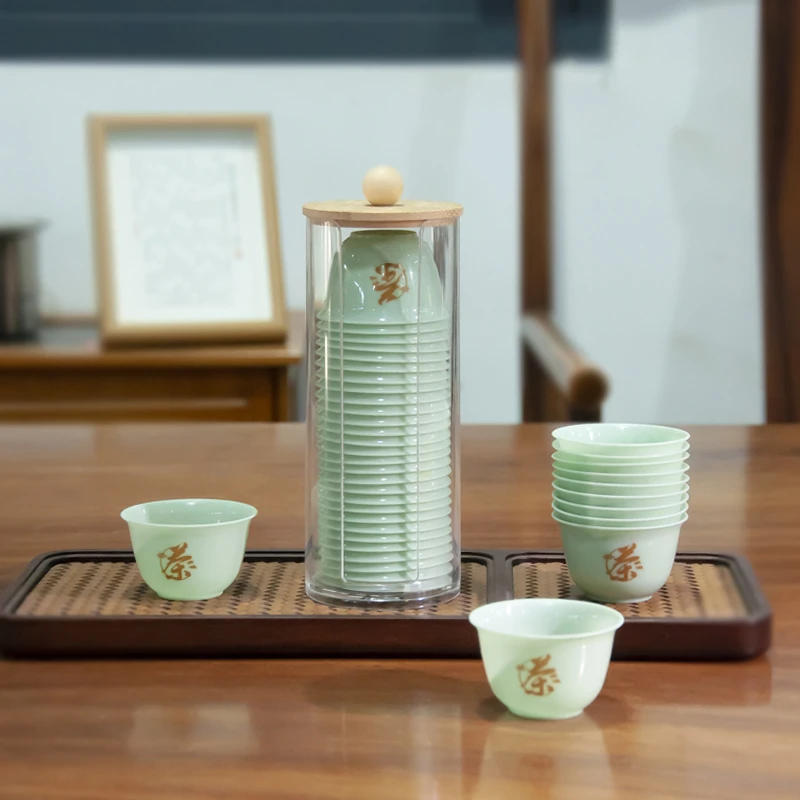 复古加厚一次性茶杯高档品茗杯待客功夫茶杯防烫日式茶具杯子
