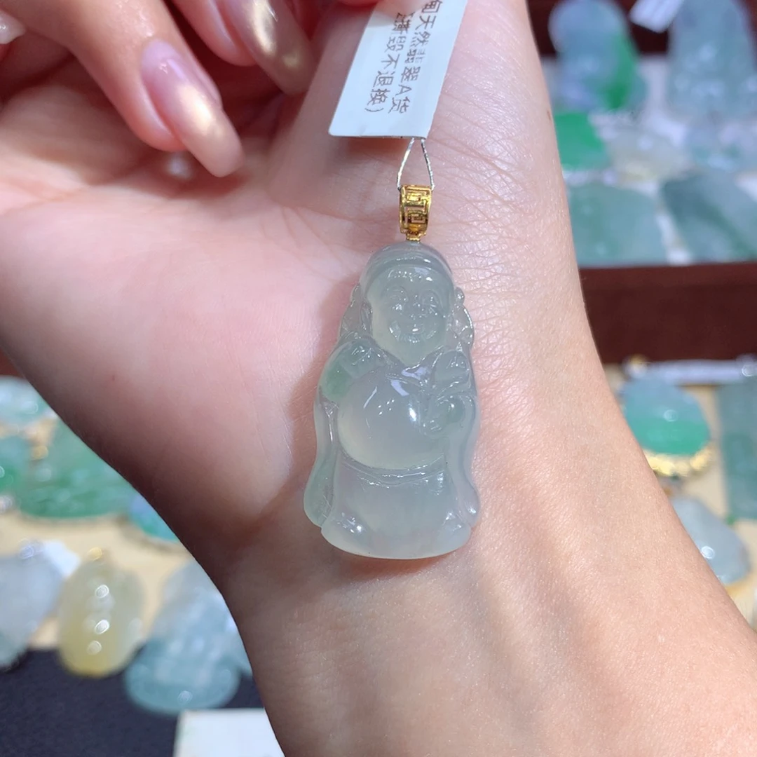 吊坠(不含链)18K金镶嵌翡翠