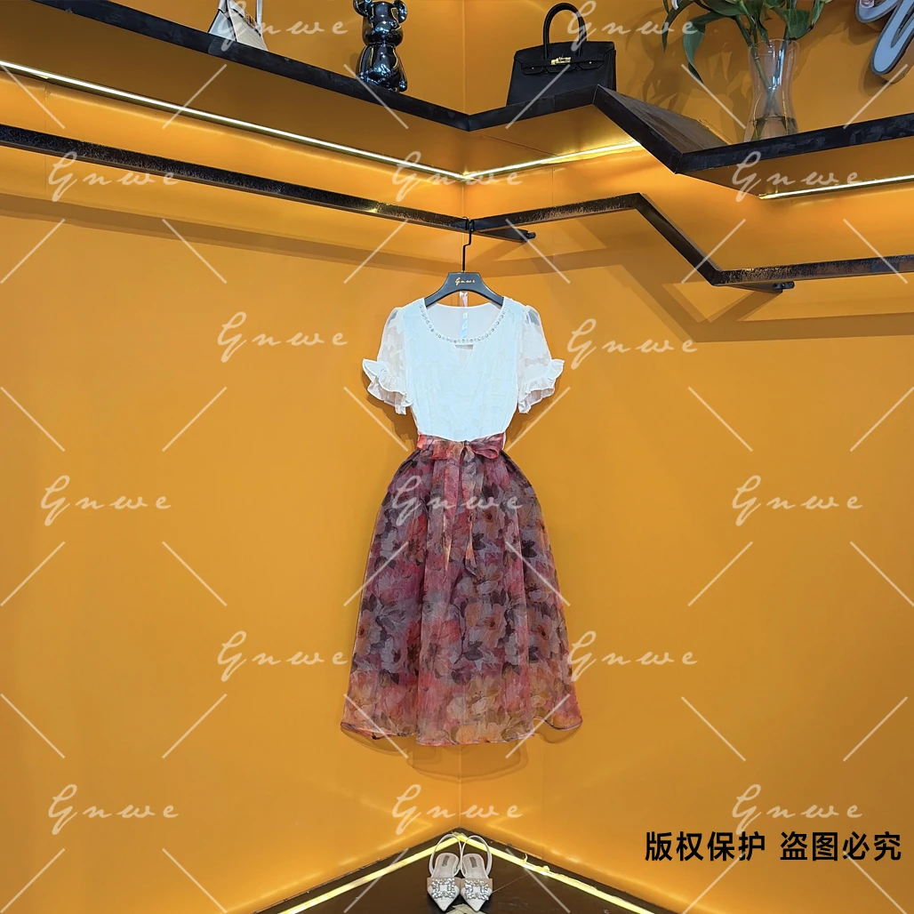 【私人订制】洋气显瘦法式时尚气质轻奢印花优雅连衣裙G6704
