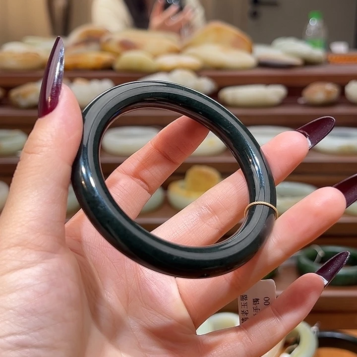 和田玉（青玉）未镶嵌手镯黑青手镯