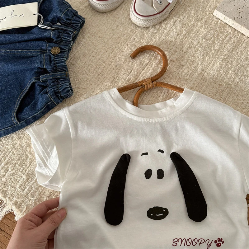 儿童短袖2025夏季新品男女童立体小狗短袖T宝宝卡通个性T恤