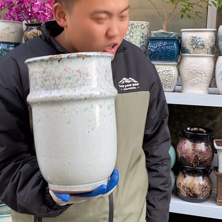 紫砂花盆口20高31瑕疵