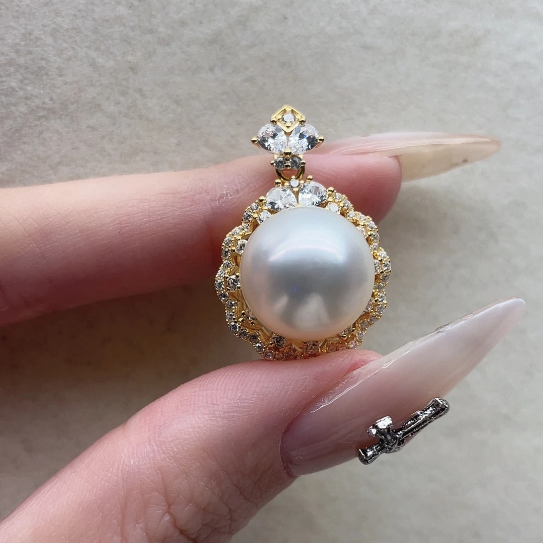 吊坠74银S925镶嵌海水珍珠