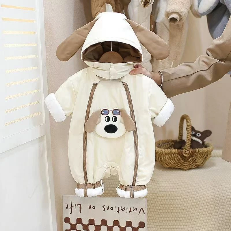 婴儿男宝宝棉服连体衣冬装棉衣加厚衣服夹棉秋冬季爬服冬款外出服