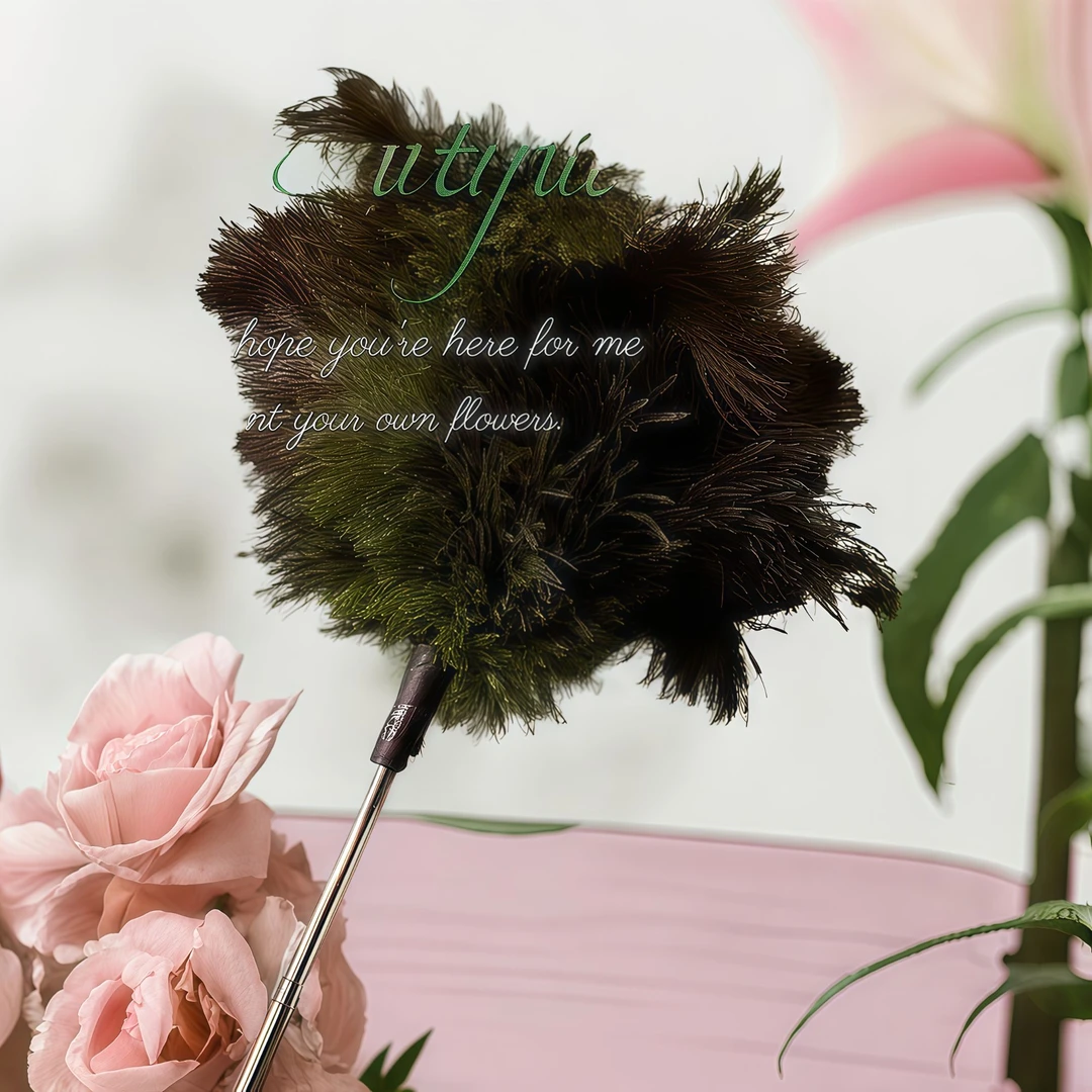 鸵鸟毛除尘掸鸡毛掸子可伸缩花瓶摆件家用车用清洁吸附灰尘