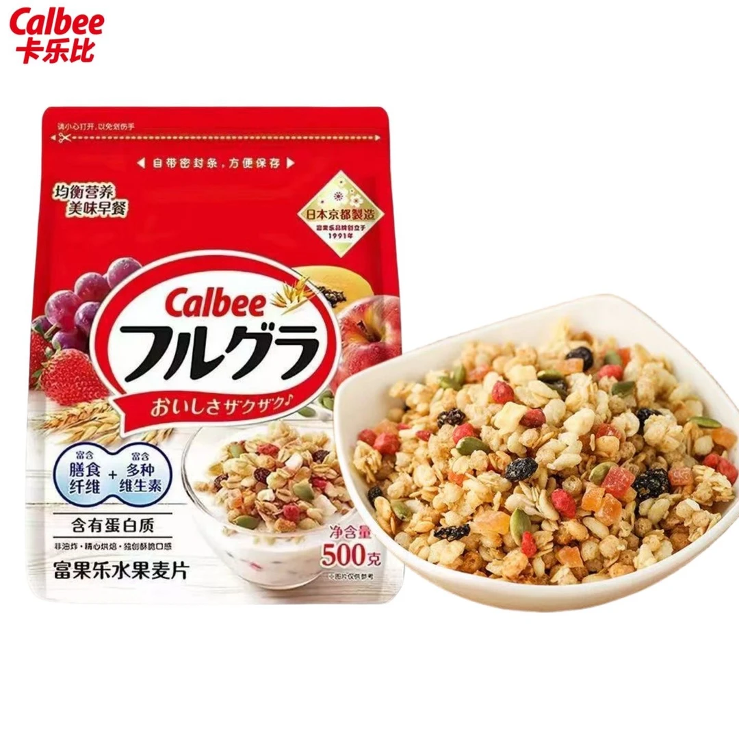 进口Calbee卡乐比原味水果燕麦片500g早餐谷物酸奶伴侣营养即食