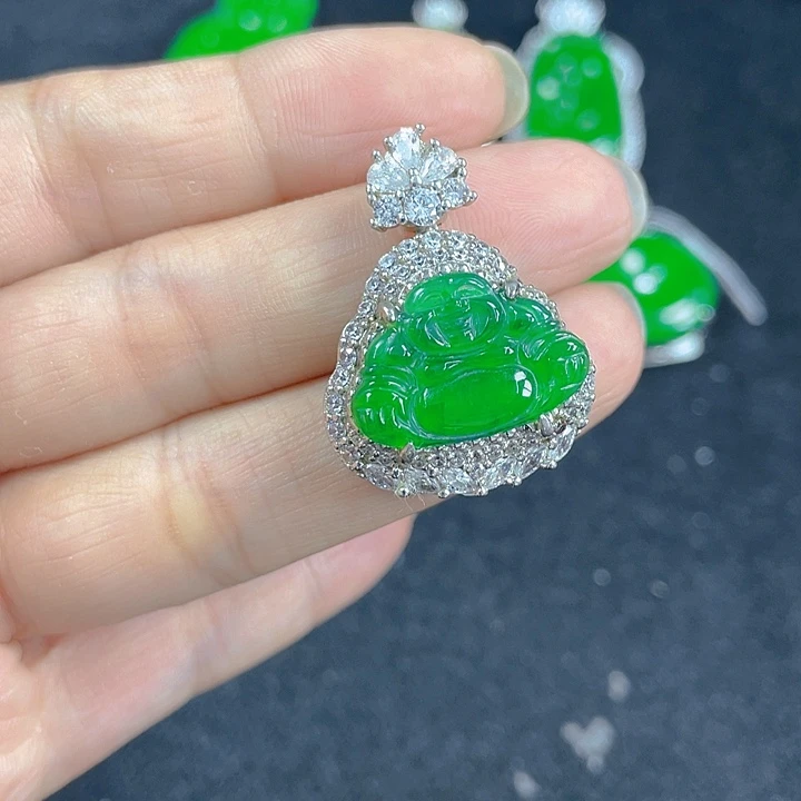 翡翠银S925镶嵌吊坠(不含链)