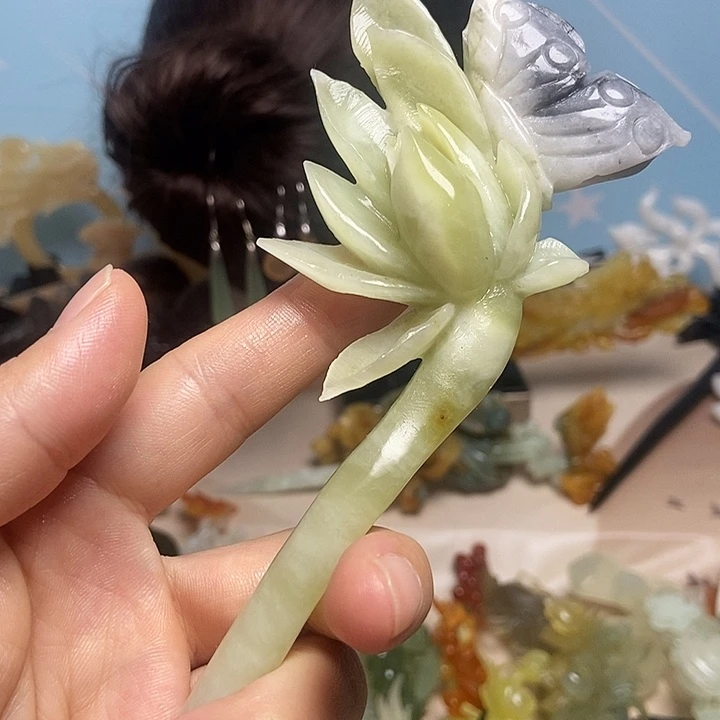 岫玉未镶嵌发簪发簪