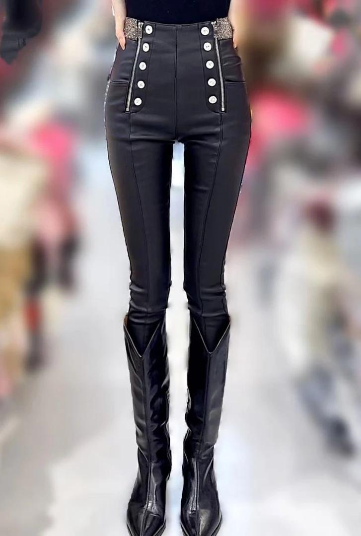 淑雅阁服饰 加绒修身高腰显瘦小脚长裤29A150